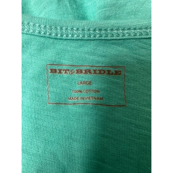 Bit & Bridle Womens  Sleeveless Fringe Tank Top Western Design Teal Green Size L - Picture 8 of 8